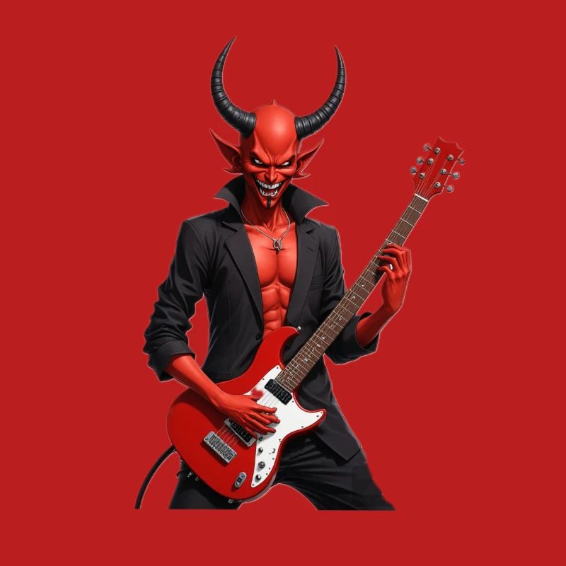 Devil with red electric guitar