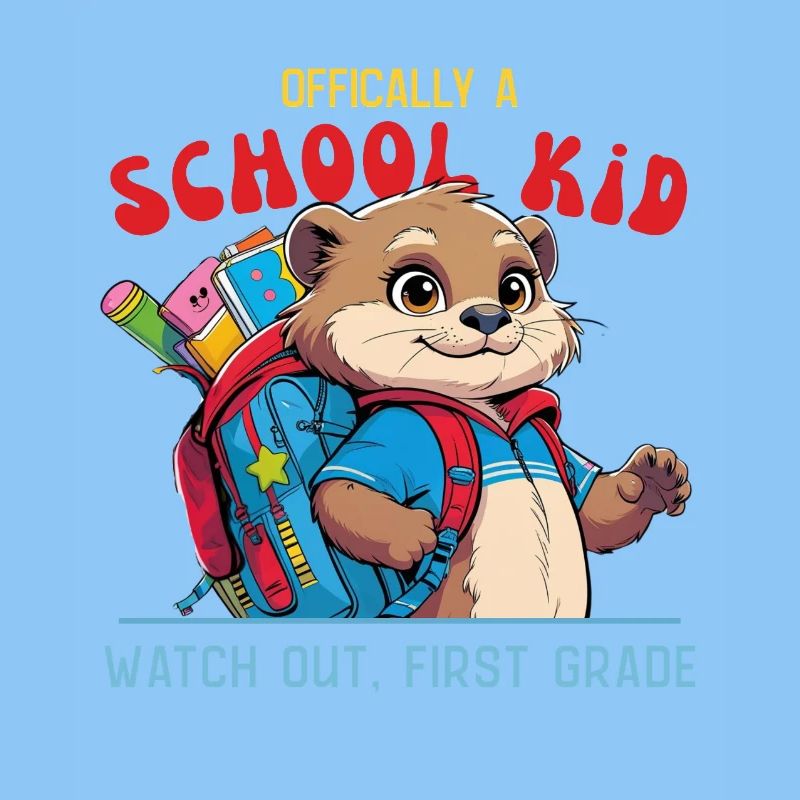 Funny schoolchild with backpack design