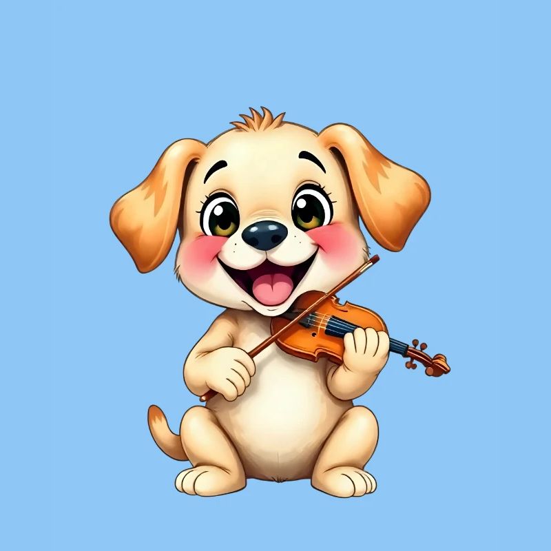 Puppy playing violin
