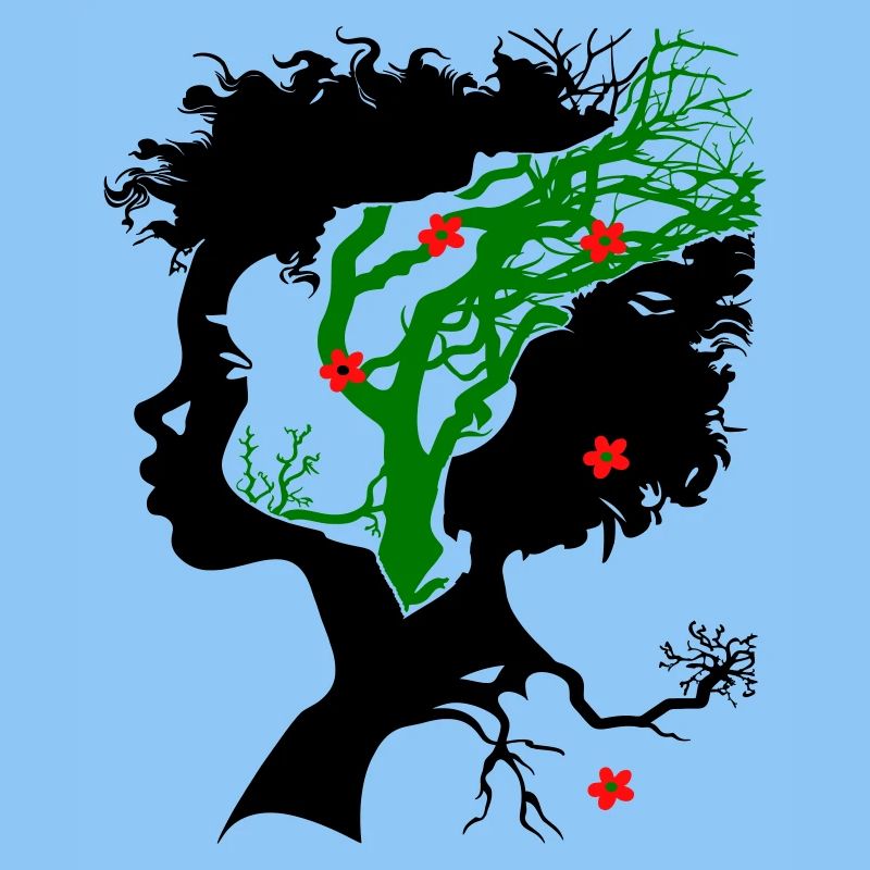 Abstrakter Baum mit Blüten