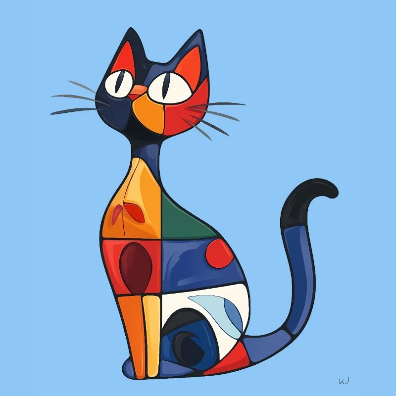 Chat abstrait coloré , idéal pour la déco maison