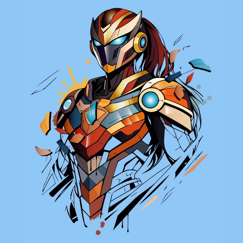 Futuristic sci-fi heroine in comic book style