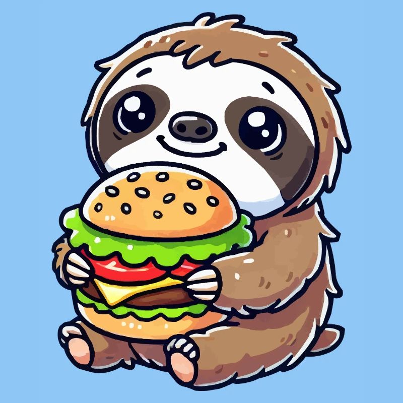Süßes Faultier mit Burger