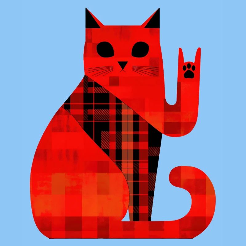 Red Cat Plaid Pattern Modern