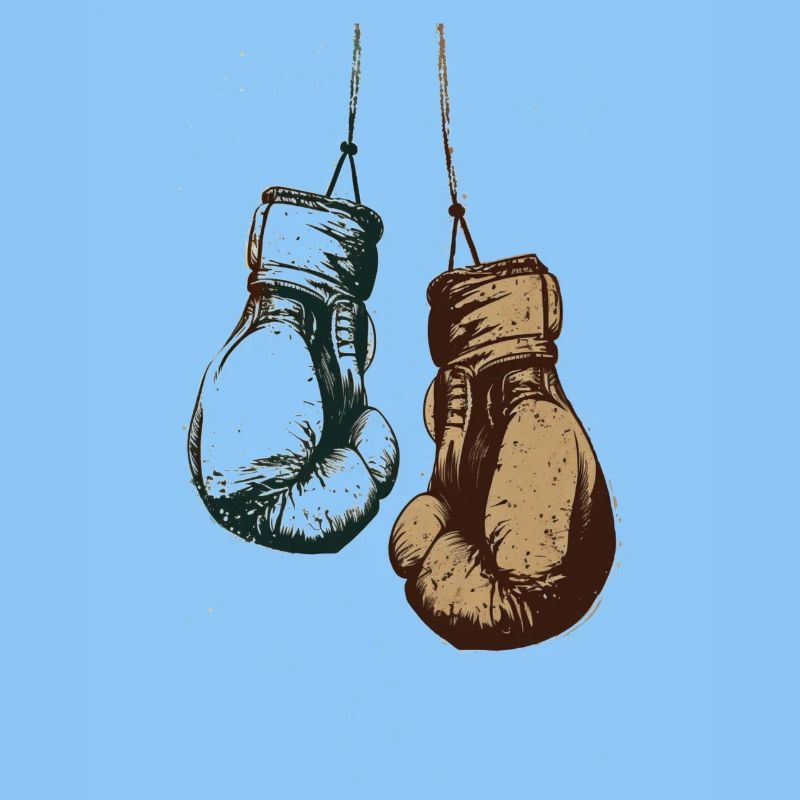 Boxhandschuhe hängend an den Schnüren Design