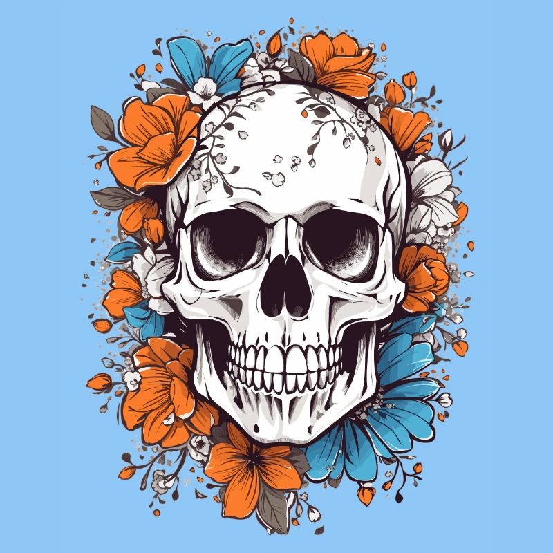 Crâne avec des fleurs