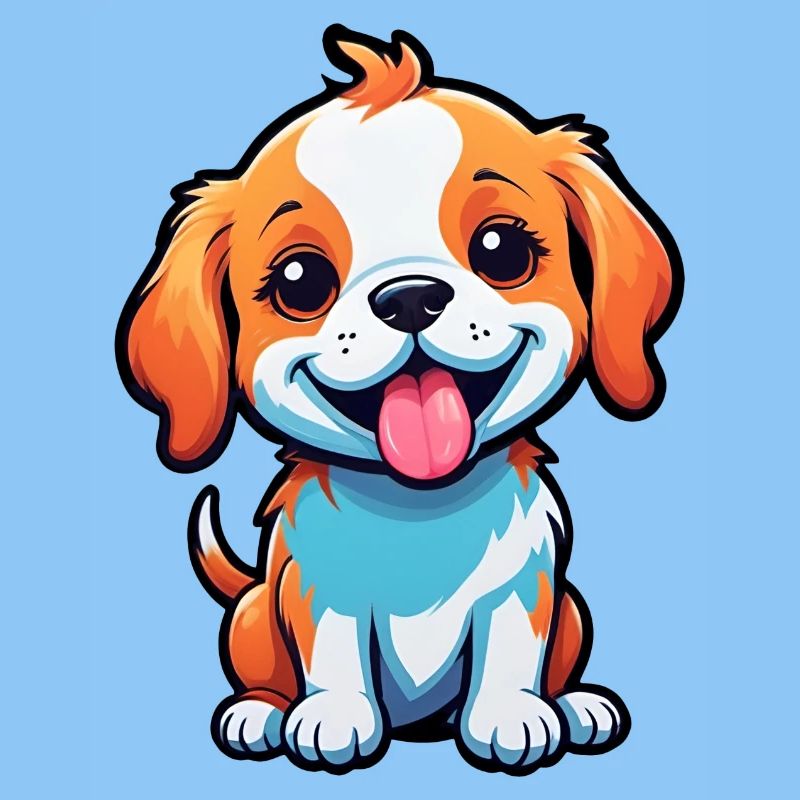 chiot de dessin animé heureux mignon