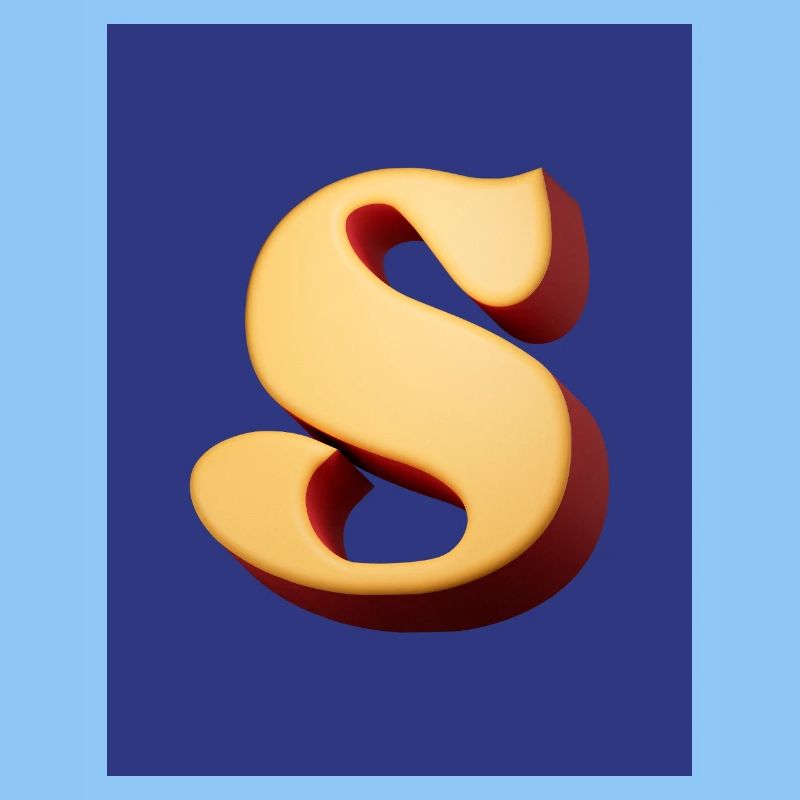 3D Hellbrauner Buchstabe S Look