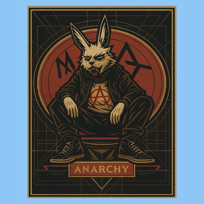 Anarchic bunny in punk style