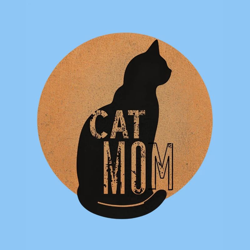 Silhouette de maman chat dans le style vintage