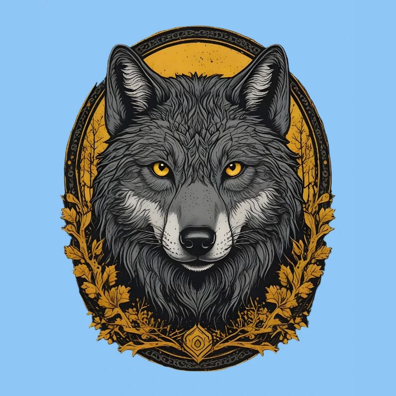 La tête de loup dans la forêt dorée d’automne