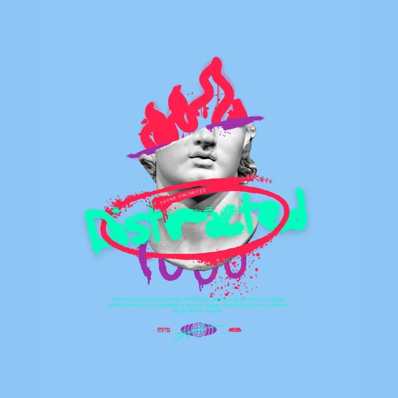 Neon Graffiti Bust Collage