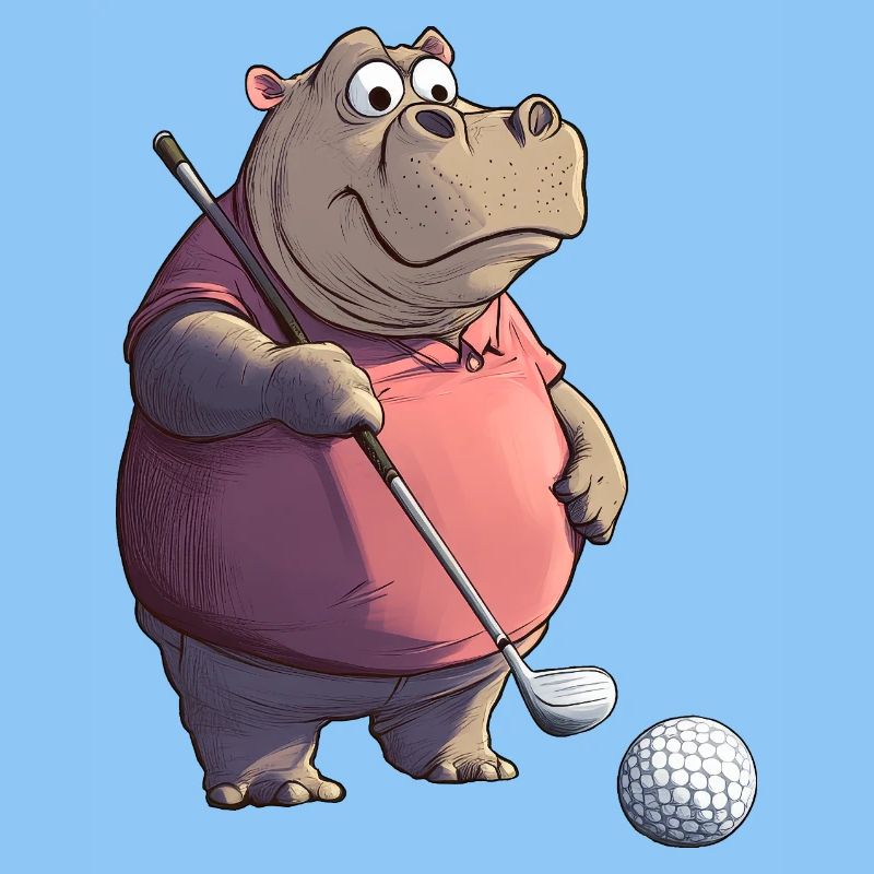 Nilpferde Golf / Golfer Nilpferd