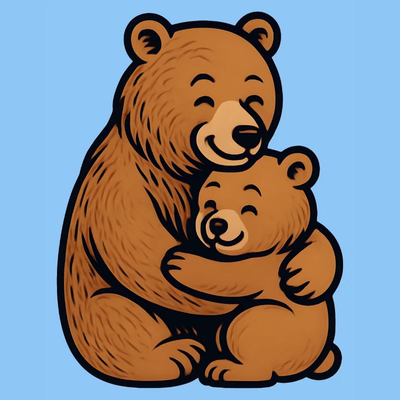 Brown Bears Hug Cuddly Drawing