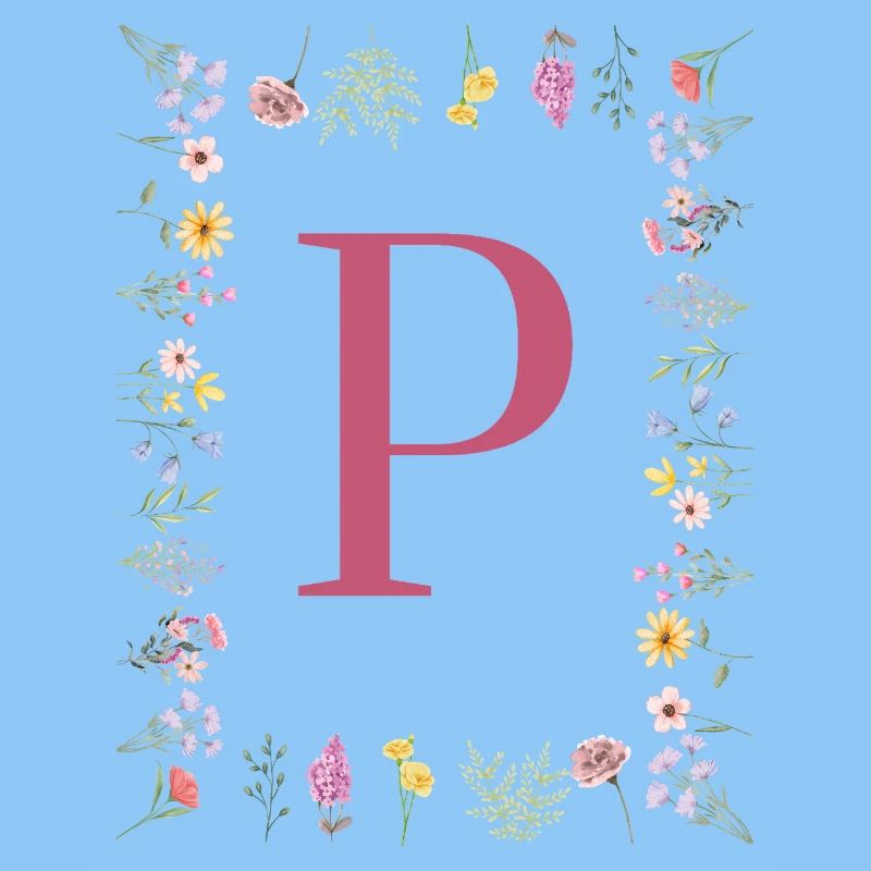 Initiales florales « P », monogramme de lettres