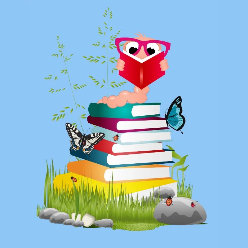 Knowledge-thirsty bookworm while reading a book