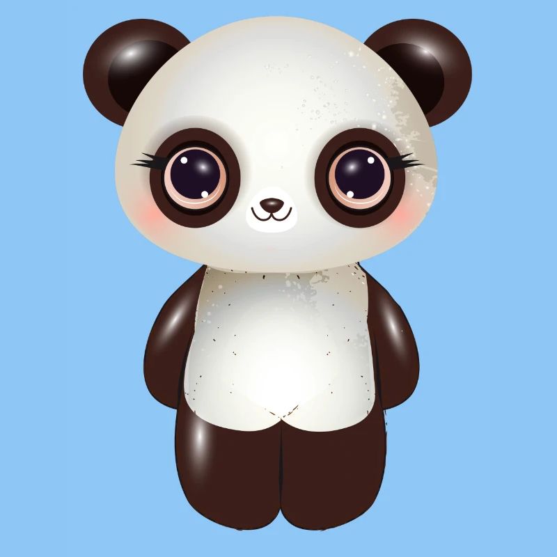 cute panda with pink cheeks in comic style