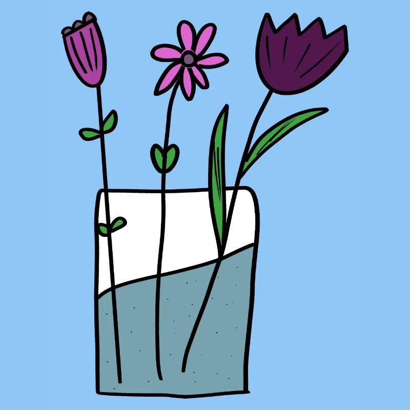 Fleurs dans un pot en argile design