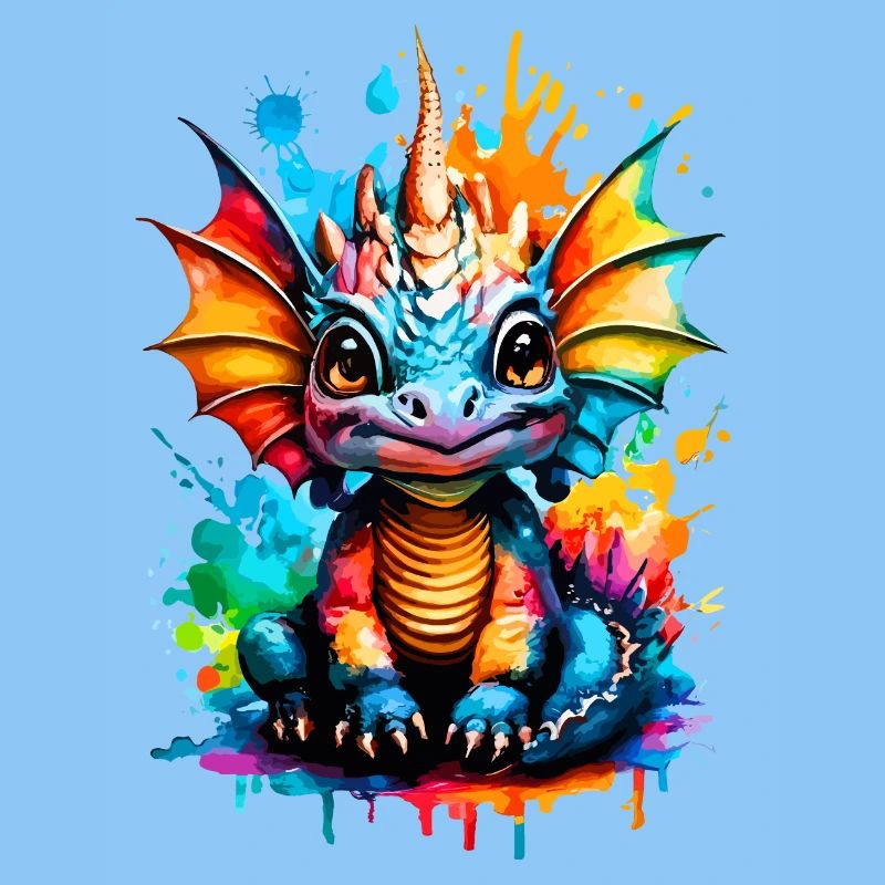Drache Farbenfroh - Baby Drache - Dragon Head