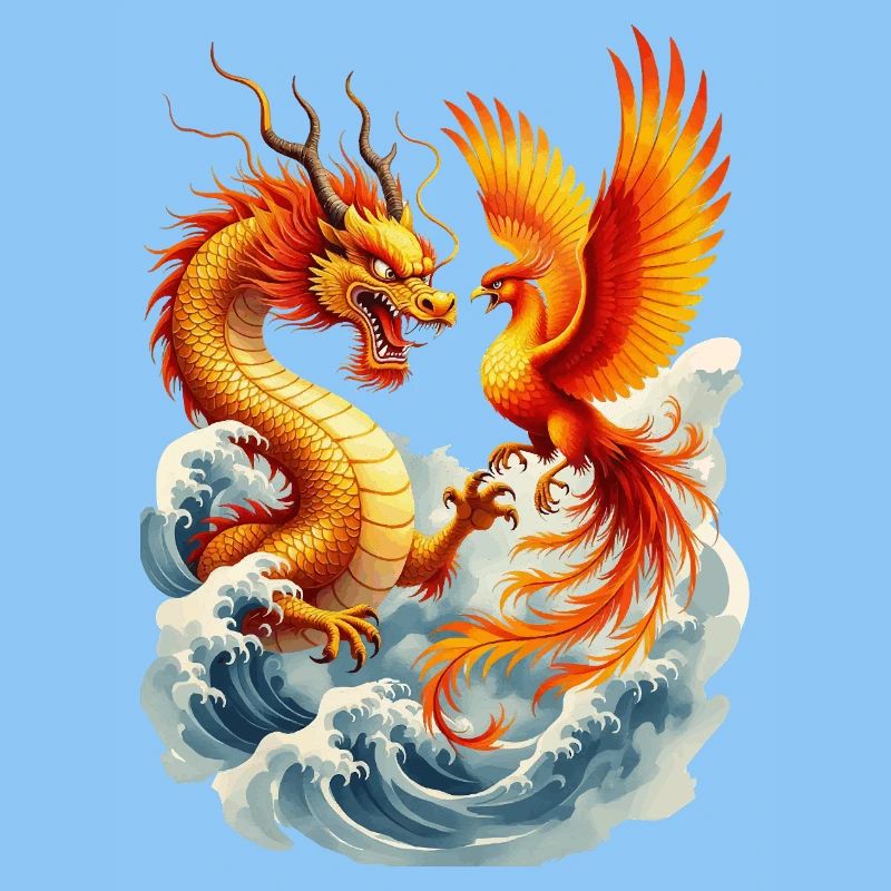 Dragon and Phoenix vector