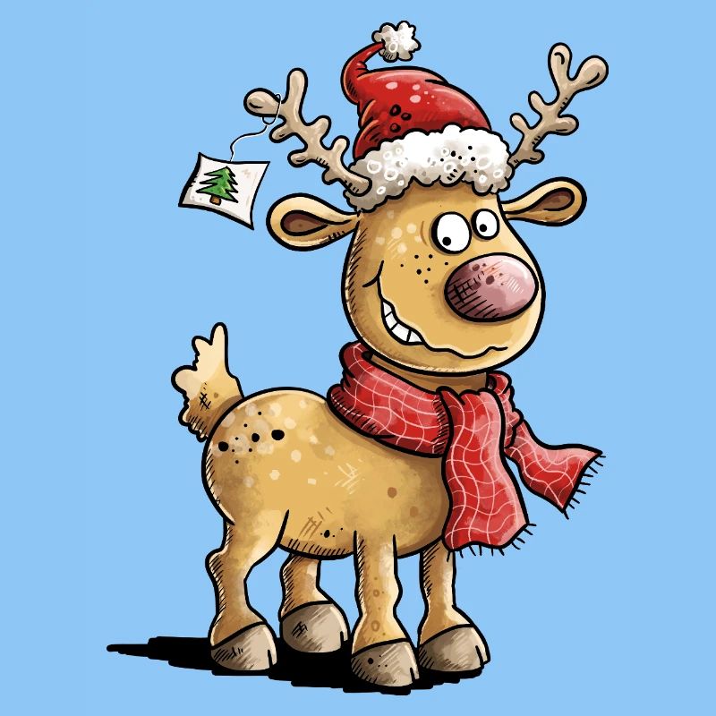 Mignons rennes de Noël avec chapeau et écharpe