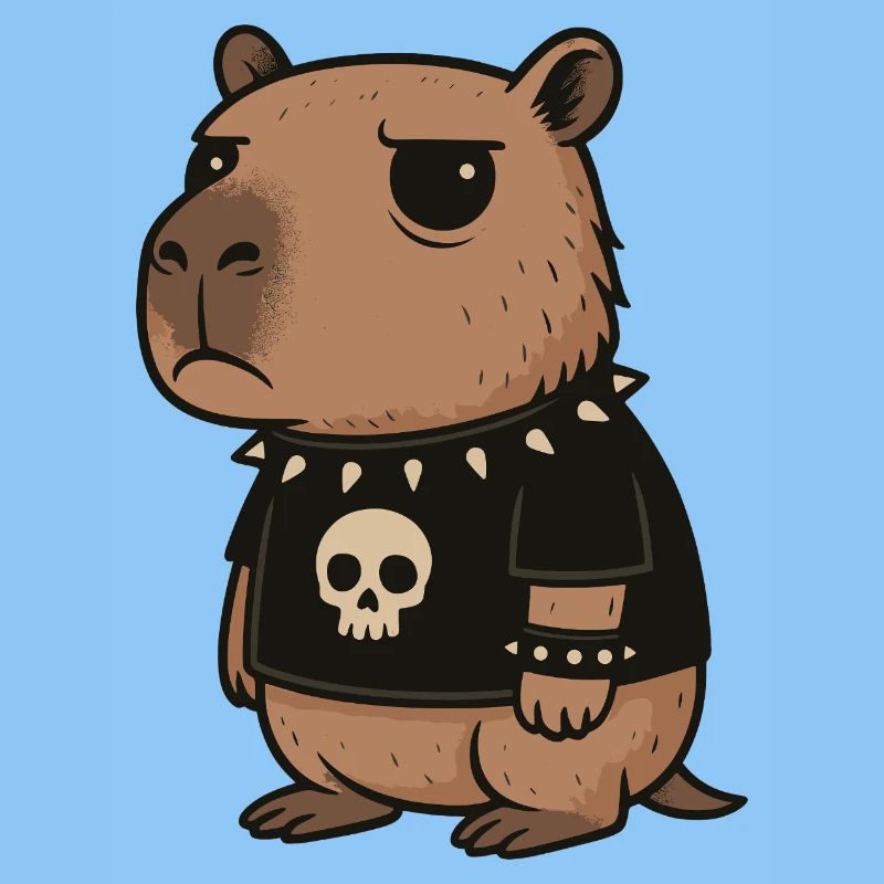 Goth Capybara Funny Emo Punk Rodents