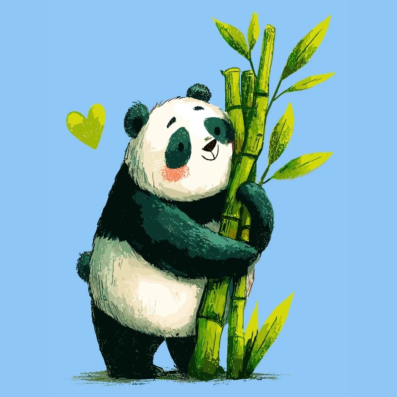 Panda Cuddle with Bamboo