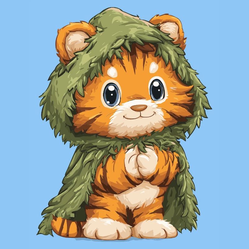 Kuscheltiger im Moosumhang