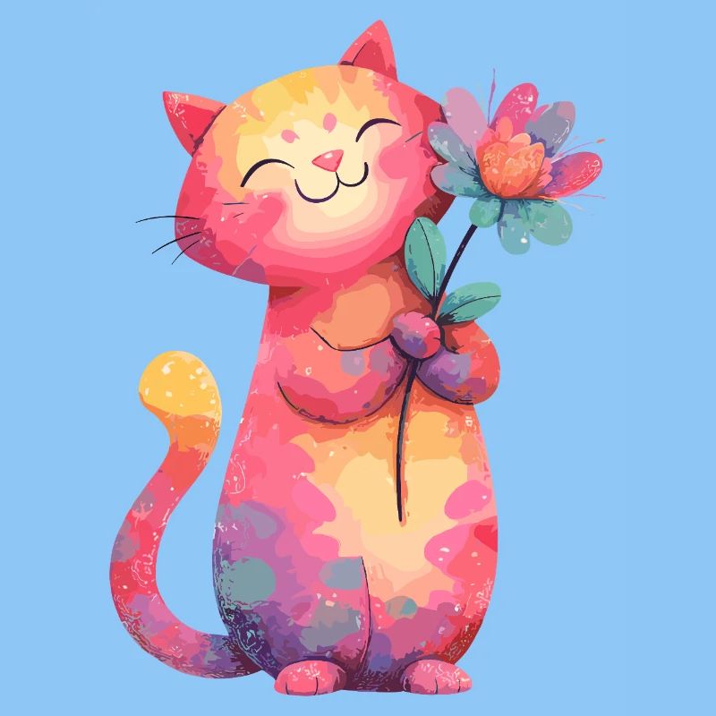 Fleur de chat colorée dans un style aquarelle
