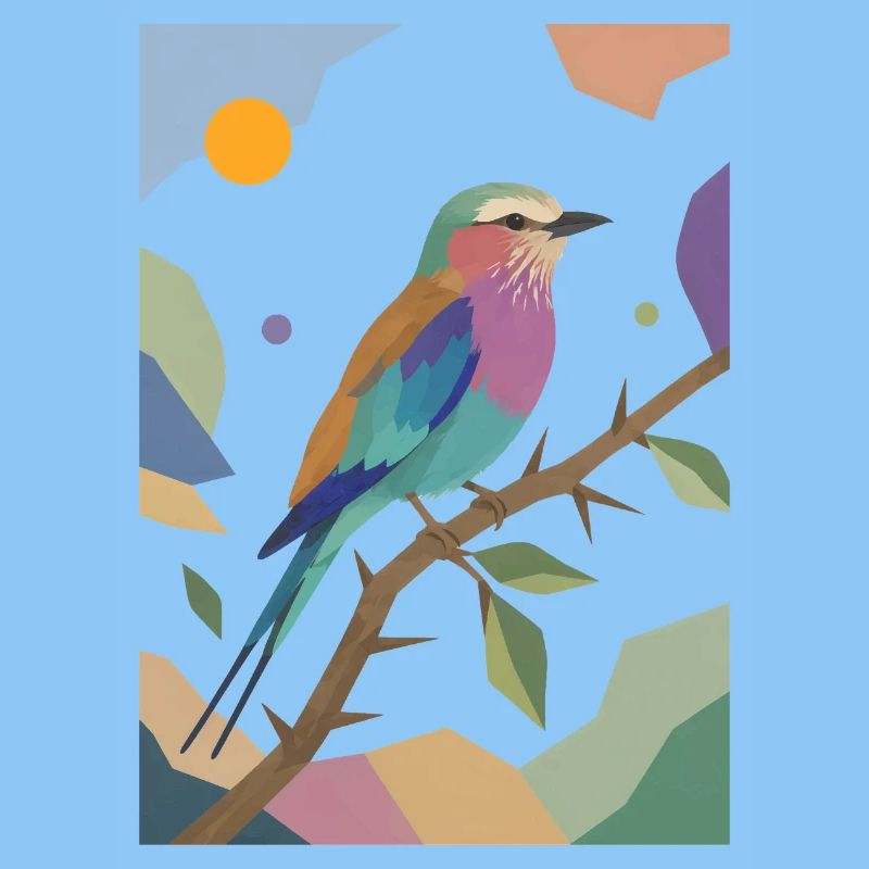 Bunter Vogel Fliederbrustwalze Design 