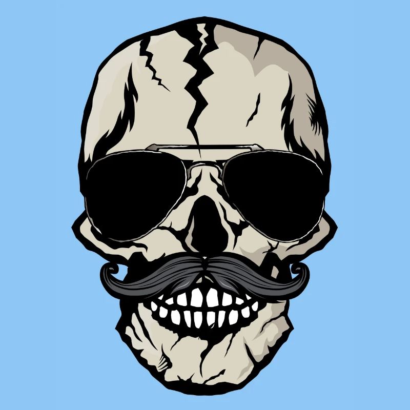 Kopf des Todes Hipster Schnurrbart Schädel Totenkopf Lünette