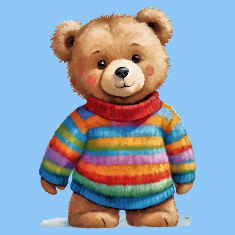 Teddy im gestreiften Pullover Aquarellzauber