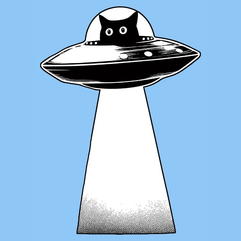 Cat Invasion UFO Alien Space Galaxy 3D Effect Cut