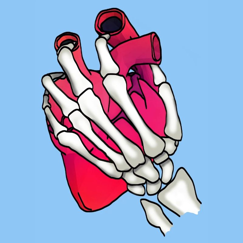 Heart in skeleton hand
