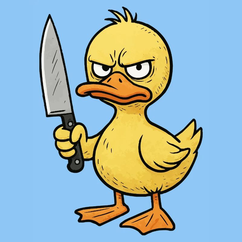 Wütendes Entenküken mit Messer