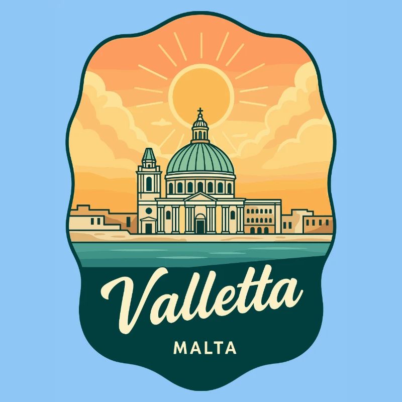 Badge de voyage Retro Sunset de Valletta Malta