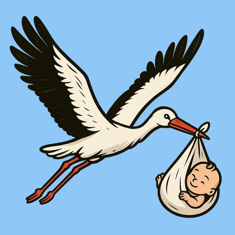 Cigogne blanche avec bébé