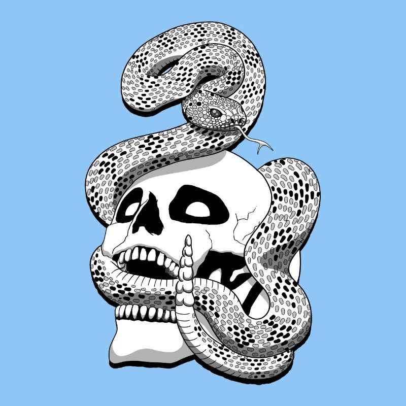 Serpent à sonnette et crâne