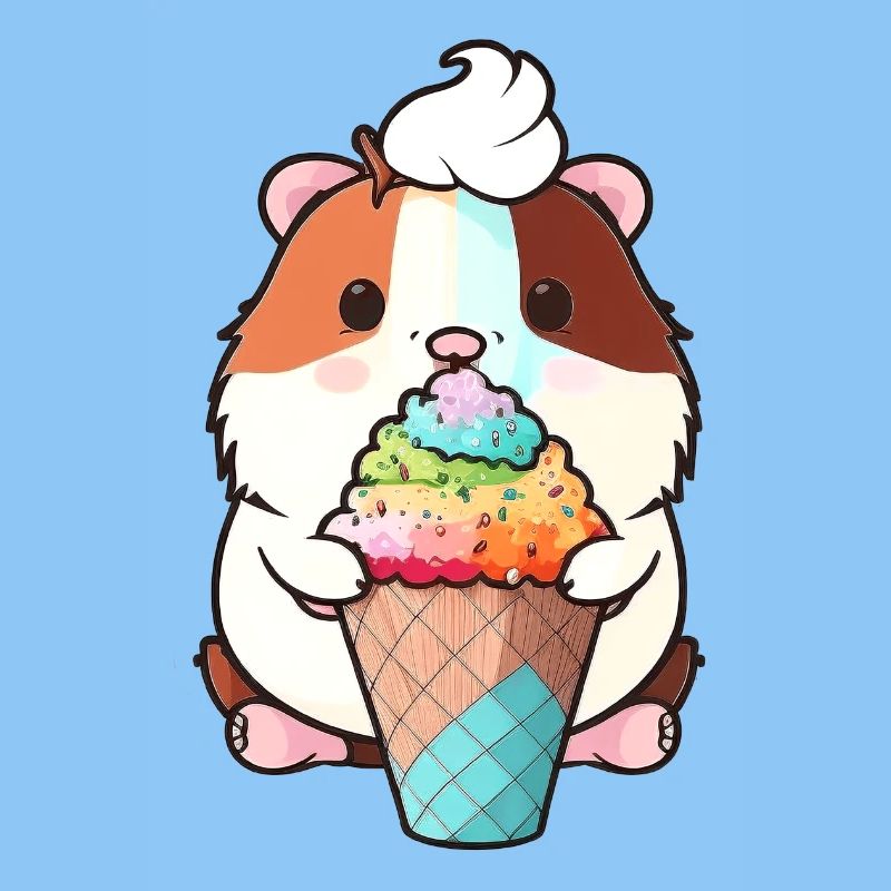Petit hamster avec de la glace colorée