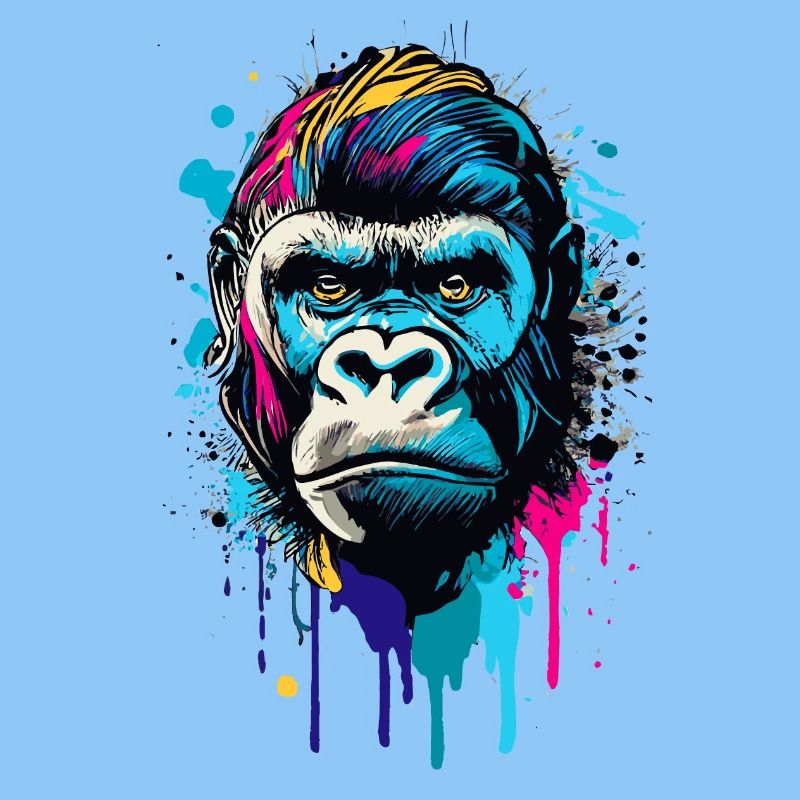 Gorilla Farbenfroh - Bunter Gorilla Affe Gorillas