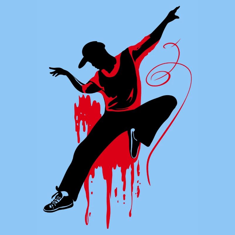 Breakdancer Dancer Silhouette in Red Black