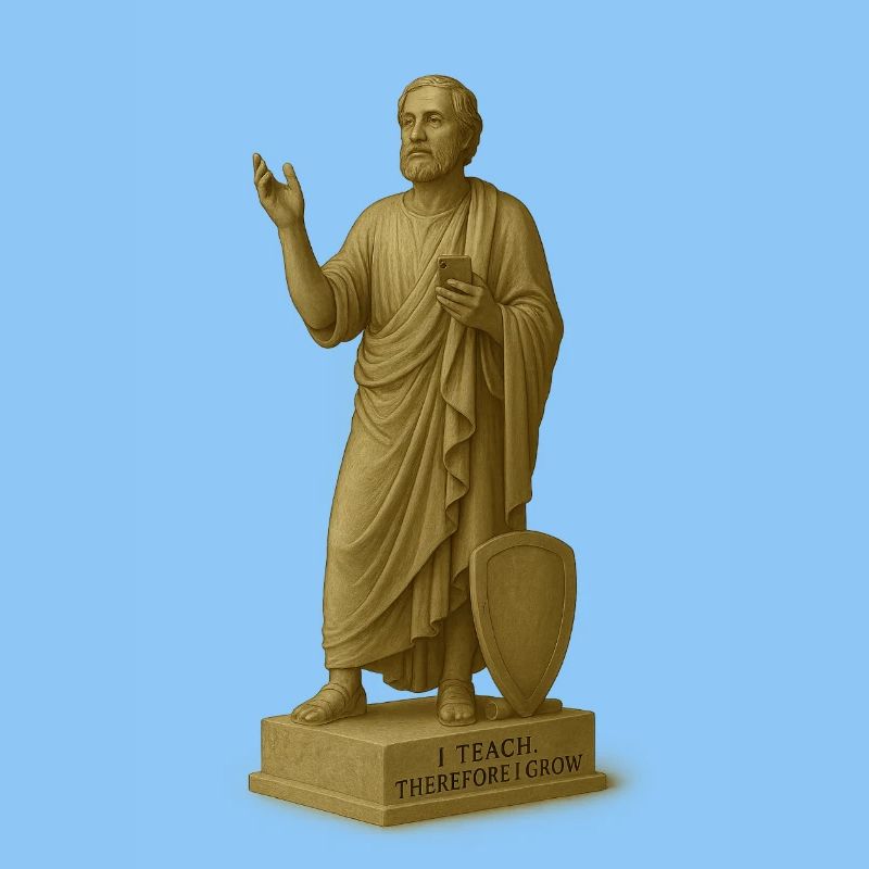 Teaching philosopher with smartphone