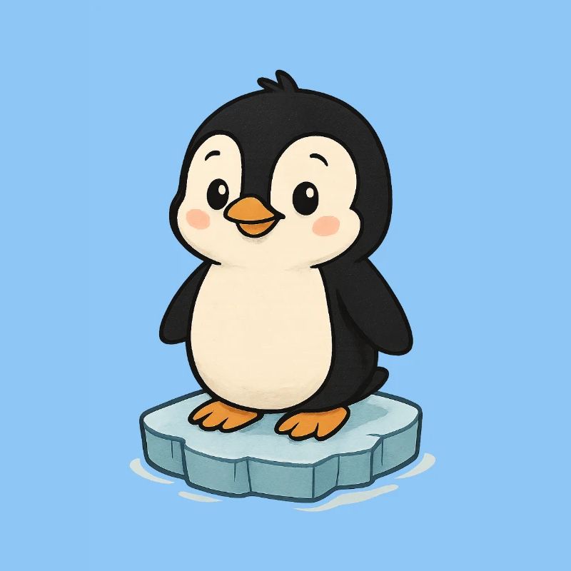 Pingouin mignon sur bloc de glace