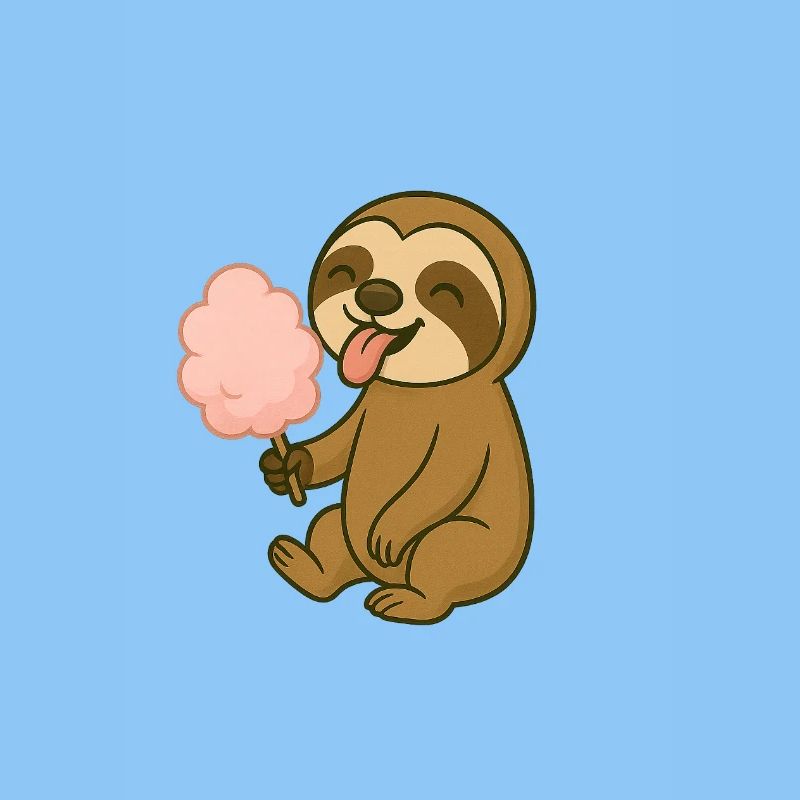 Cute sloth with cotton candy