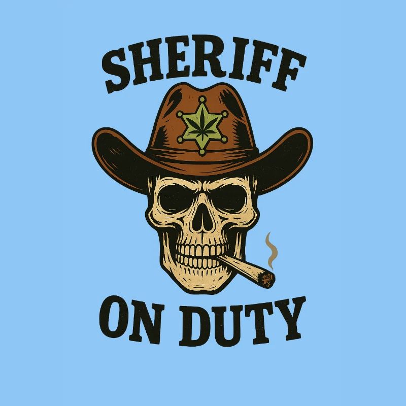 Sheriff Totenschädel mit Zigarre und Abzeichen