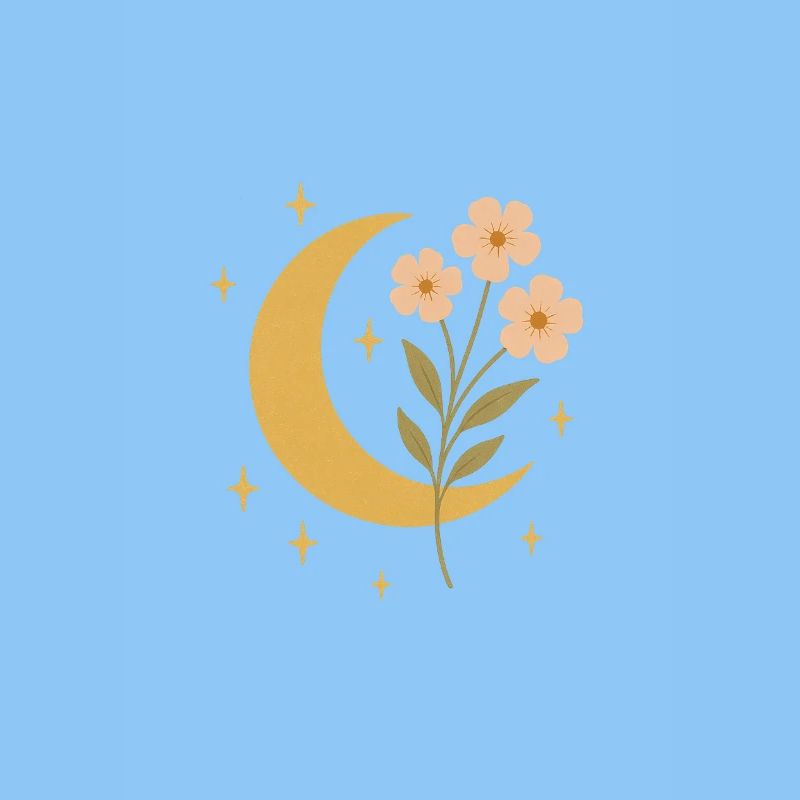 Mond und Blumen Illustrationsdesign