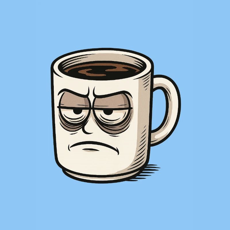 Coffee cup with grumpy face