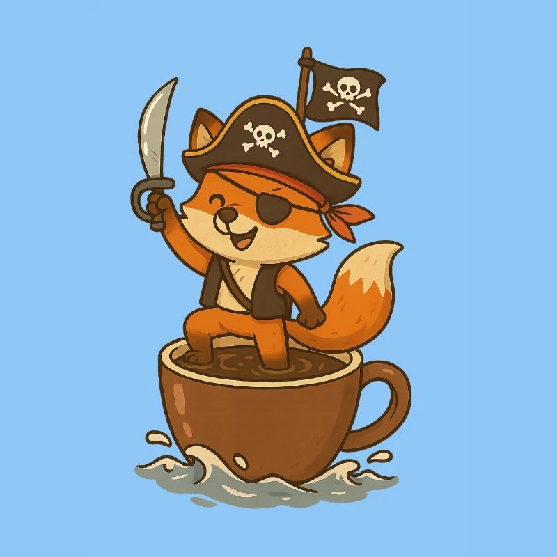 Fox Pirate with Eye Patch and Treasure Flag