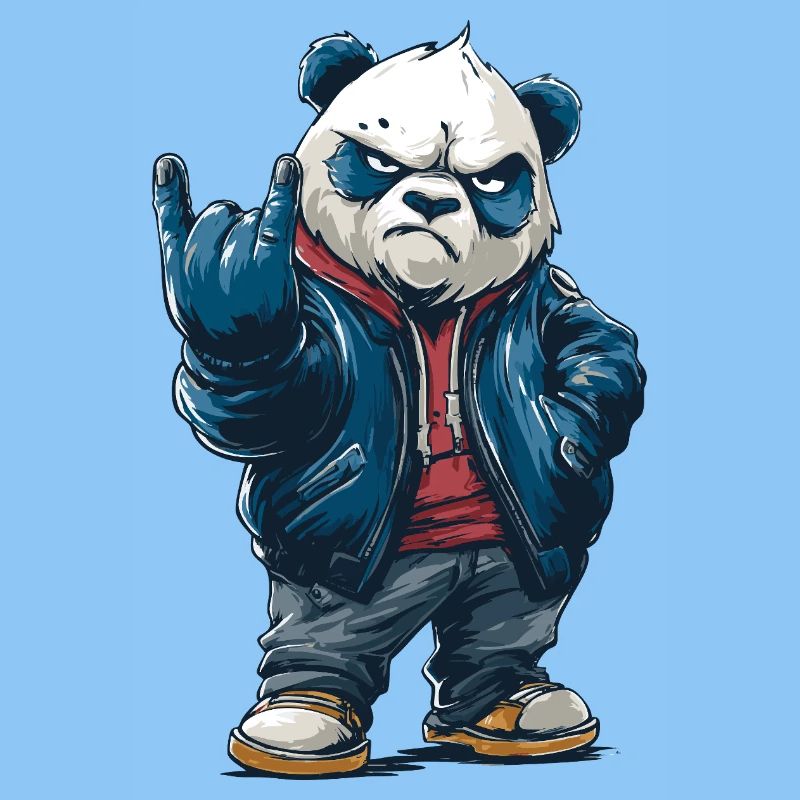 Rocking panda with "rock on" pose
