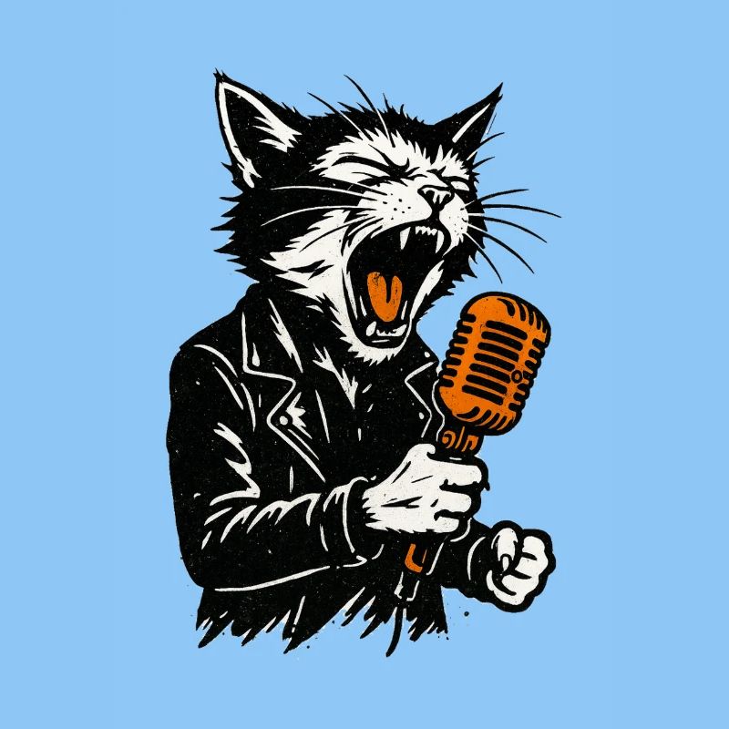 Katzenrocker mit Mikrofon